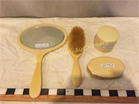 Vintage celluloid dressers set, brush and more