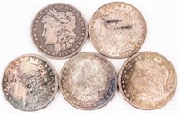 Coin Lot of (5) Morgan Silver Dollars