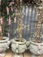 Artificial White Blossom Tree In Faux Stone Pot