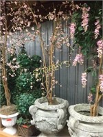 Artificial Pink Blossom Tree In Faux Stone Pot
