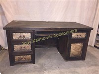 Solid Wood Cowhide accent  Desk - nice Condition