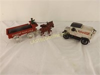 CAST IRON COCA-COLA TRUCK & WAGON with HORSE TEAM
