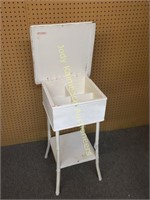 White painted wicker flip top stand