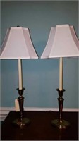 Pair of Brass Candlestick Accent Lamps