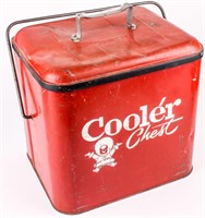 Vintage Red Metal Eskimo Cooler w/ Bottle Opener