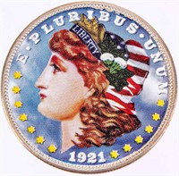Coin Colorized 1921-S Morgan Silver Dollar
