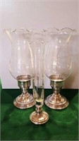 Weighted Sterling Candlestick Holders & Bud Vase