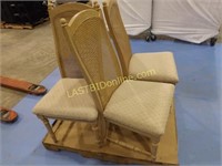 3 BLONDE CANE BACK DINING CHAIRS