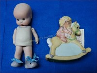 Ceramic Baby Doll & Ceramic Musical Rocking Horse