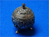 Ornate 3 Footed Salt Shaker, Small Dent in Side