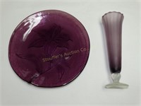 Amethyst Flower Plate, Purple Vase