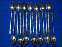 14 Matching New England Silver Plate Iced Tea