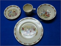 Bunnykins Dish Set: Teacup, Saucer, Plate, Bowl