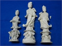 3 Ceramic Glazed Figurines, Repaired, Broken Hand