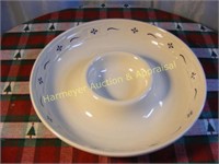 Longaberger Chip and Dip pottery Bowl in Blue and