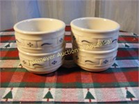 Longaberger Blue & White pottery custard cups