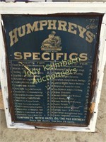 Humpreys Specifics old apothecary sign