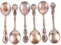 6 Antique Gorham Sterling Silver Soup Spoons