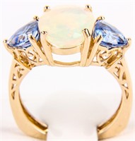 Jewelry 10kt Yellow Gold Opal & Sapphire Ring