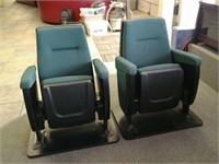 (2)  green padded home theater chairs