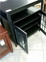 32" Black Wood and Glass TV Stand