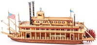 Vintage Wood Model Replica Steam Riverboat