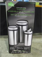 3 Stainless Steel Trash Cans