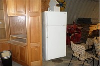 oak corner cabinet/ refrigerator