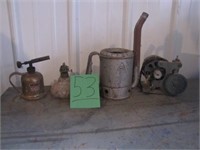 Brass Blow Torch, Oil Can, Etc