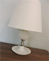 3 hob nail, milk glass table lamps