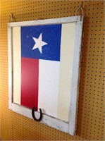 TEXAS FLAG PAINTED GLASS WINDOW FRAME