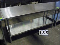 Stainless steel food prep table, 30 in by 72 in.