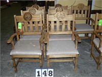 Rustic arm chairs with cushioned seats