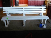White wooden benches. Approx 8ft