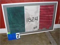 Framed 1824 "Alamo Flag" of the Texas Revolution.