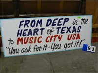 "From Deep in the Heart of Texas" sign