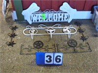 Decor items, welcome signs, hat racks (6 pces)