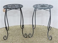 Pair of Metal Patio Plant Stands