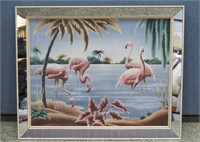 1950's Mirrored Framed  "Flamingos" Turner Print