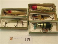 5 Creek Chub lures in boxes