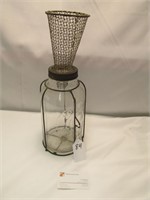 Primitive minnow trap w/Horlick Glass Jar