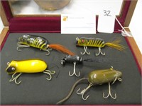 5 Vintage Mouse lures, 2 marked Creek Chub