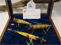 3 Creek Chub vintage wooden fishing lures