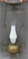 Antique Victorian Hanging Oil Lamp Chandelier