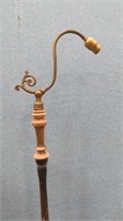 Antique Wood Floor Lamp w/ Brass Stand & Top