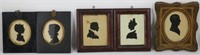 LOT OF FIVE 19TH C SILHOUETTES TO INCLUDE 2 PAIRS