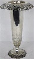 TALL ORNATE GORHAM STERLING VASE WITH OPEN WORK