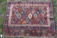EARLY 20TH C CAUCASIAN SCATTER RUG WITH GEOMETRIC