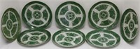 SET OF 8 EARLY 19TH C GREEN AND WHITE CHINESE