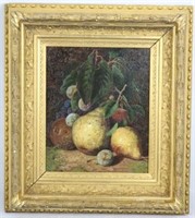 STILL LIFE OIL PAINTING ON CANVAS OF FRUIT,